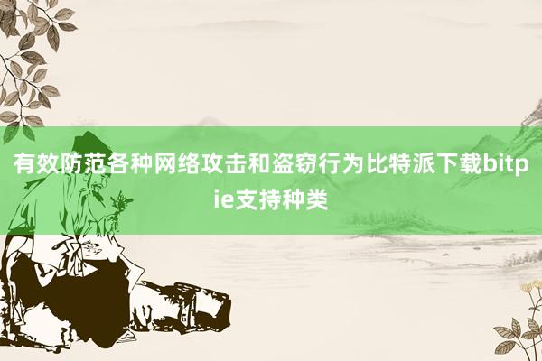 有效防范各种网络攻击和盗窃行为比特派下载bitpie支持种类