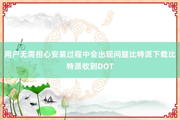 用户无需担心安装过程中会出现问题比特派下载比特派收到DOT