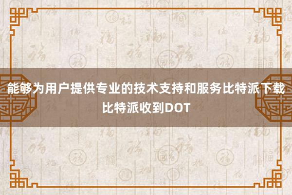 能够为用户提供专业的技术支持和服务比特派下载比特派收到DOT