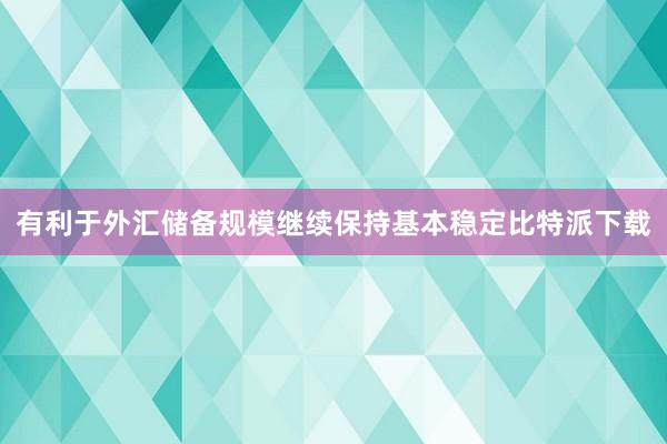 有利于外汇储备规模继续保持基本稳定比特派下载