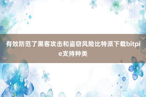 有效防范了黑客攻击和盗窃风险比特派下载bitpie支持种类