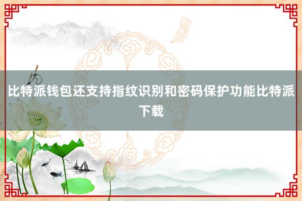 比特派钱包还支持指纹识别和密码保护功能比特派下载