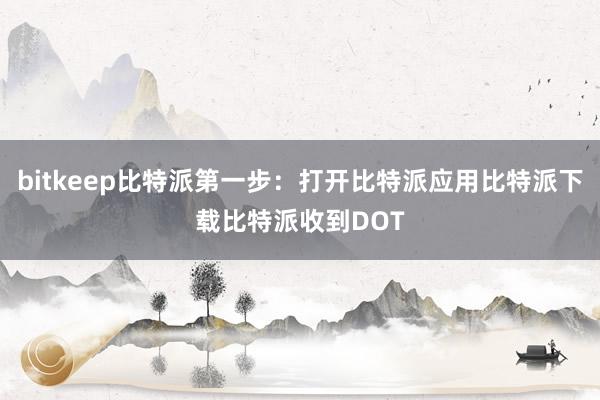 bitkeep比特派第一步：打开比特派应用比特派下载比特派收到DOT