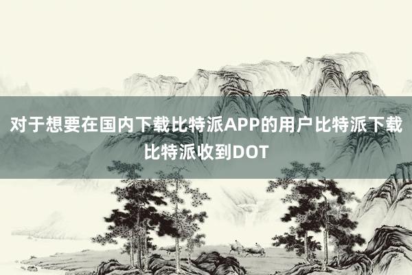 对于想要在国内下载比特派APP的用户比特派下载比特派收到DOT