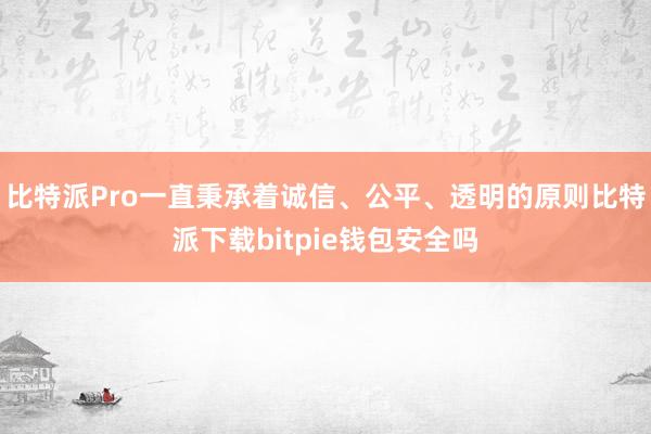 比特派Pro一直秉承着诚信、公平、透明的原则比特派下载bitpie钱包安全吗