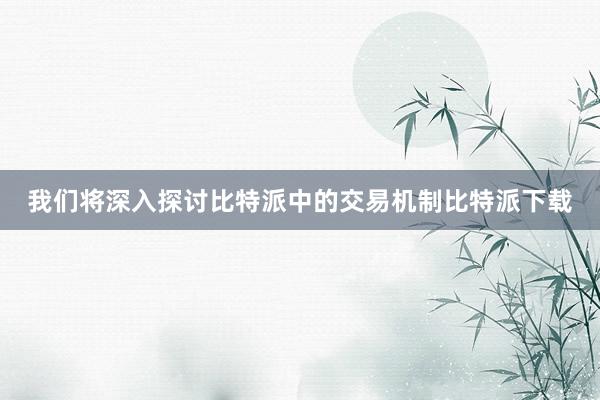 我们将深入探讨比特派中的交易机制比特派下载