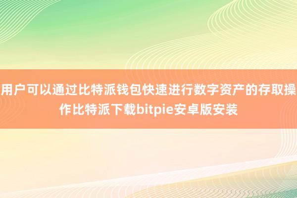 用户可以通过比特派钱包快速进行数字资产的存取操作比特派下载bitpie安卓版安装