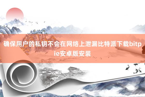 确保用户的私钥不会在网络上泄漏比特派下载bitpie安卓版安装