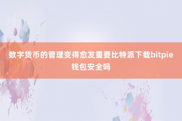 数字货币的管理变得愈发重要比特派下载bitpie钱包安全吗