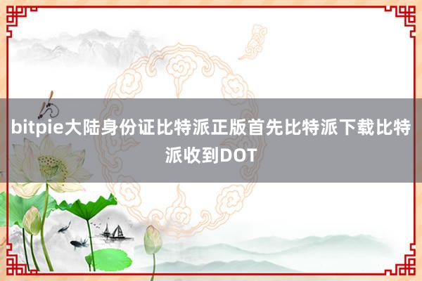 bitpie大陆身份证比特派正版首先比特派下载比特派收到DOT